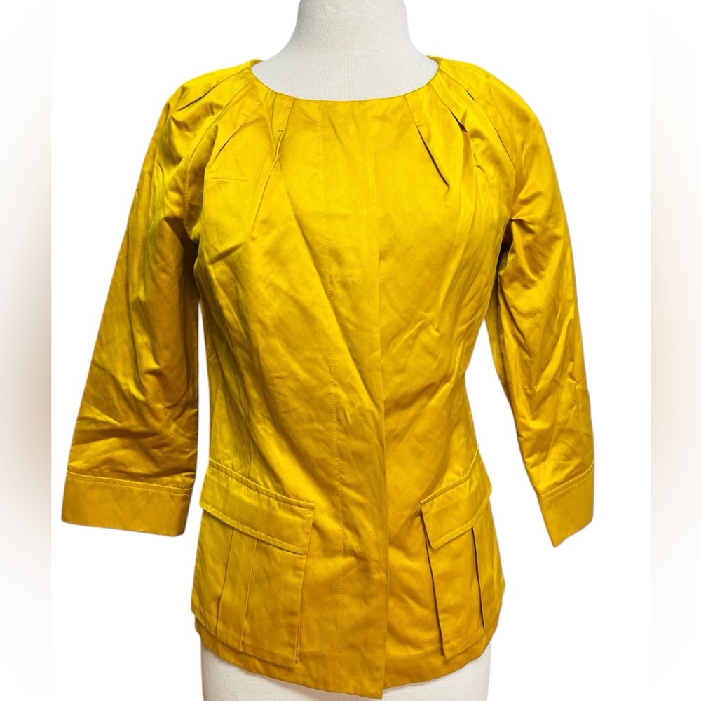 Lafayette 148 Jacket Size 4 Yellow Button & Snap Blazer Pockets